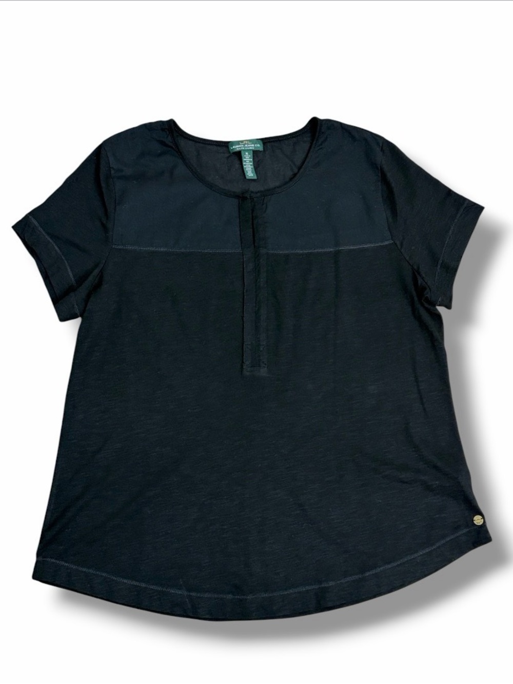 LRL Lauren Jeans Co Black Top Women's Size XL Lightweight Gauzy Summer